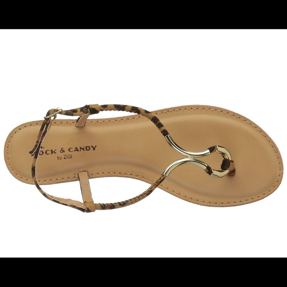 NWOT Rock & Candy Leopard Print & Gold Sandals